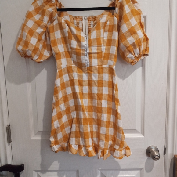 REFORMATION CHECKED DRESS MINI - Picture 2 of 8